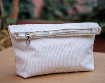 Velvet white handbag, snow white color clutch,  white personal care bag