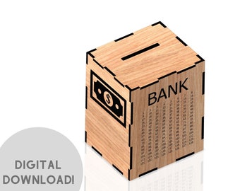 MoneyBox Wooden Coin Bank Box SVG File CDR File DXF File For Laser Cutting Machine