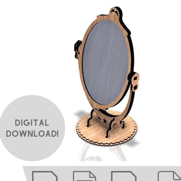 Makeup Mirror Dressing Table Laser Cut Wooden SVG File CDR File DXF File For Laser Cutting Machine