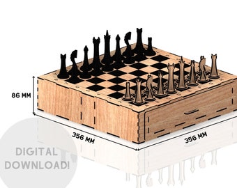 Schachbrett Set Laser geschnitten aus Holz SVG-Datei CDR-Datei DXF-Datei für Laser-Schneidemaschine