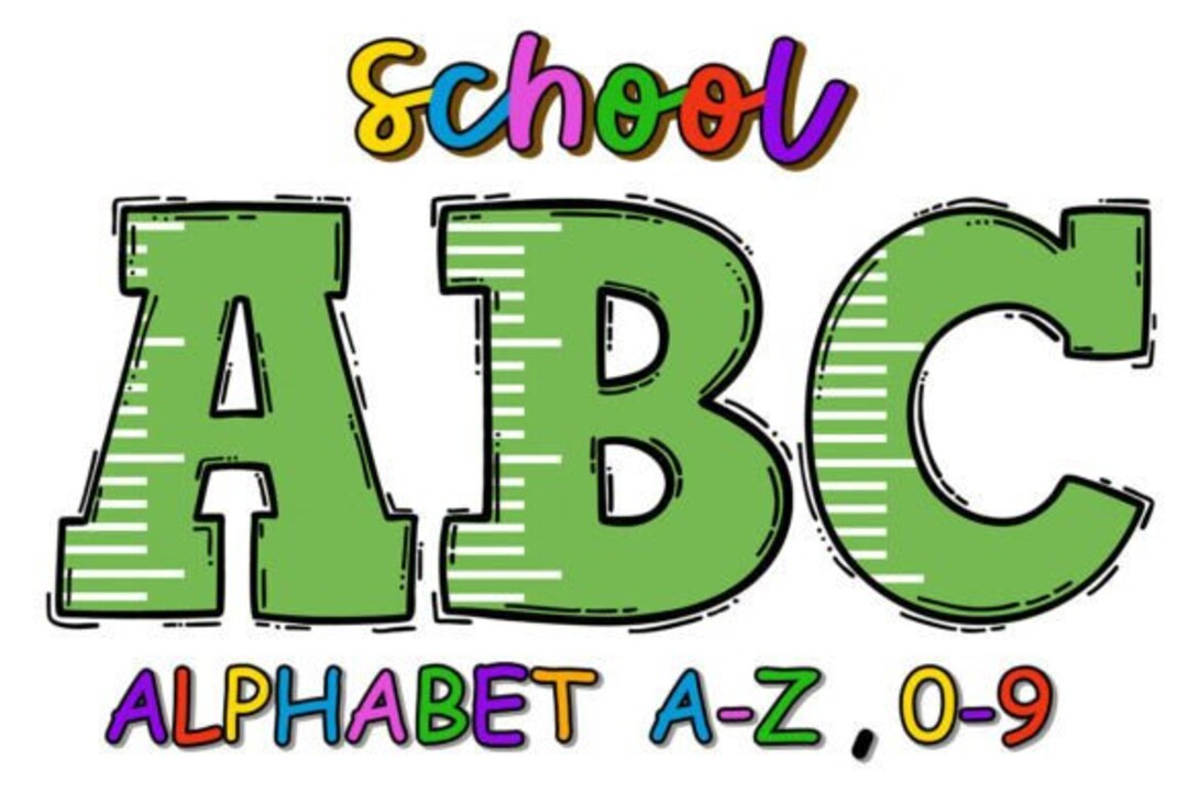 Doodle Alphabet PNG, Back to School Letters & Numbers (digital Download ...