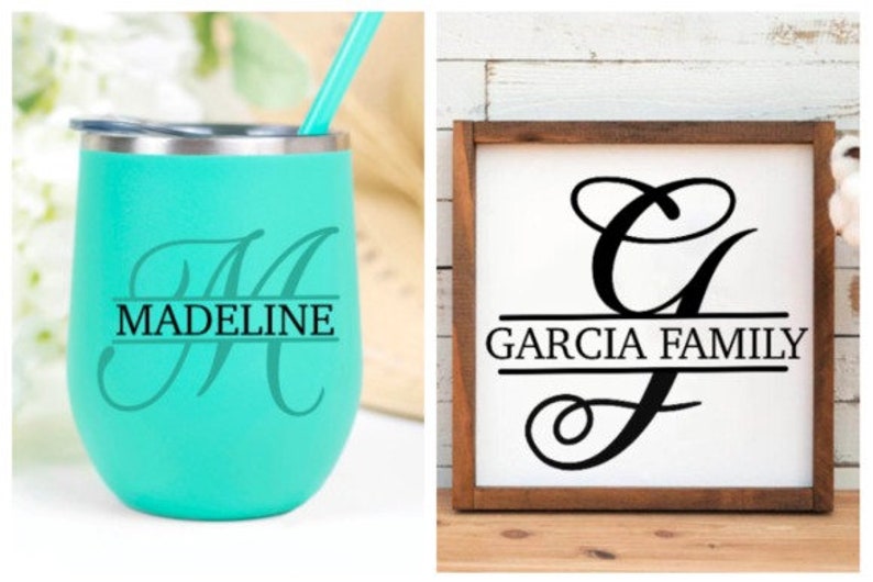 Split Monogram SVG Bundle, Spilt Letter Svg, Alphabet Clipart, Last ...