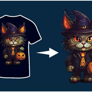 Watercolor Halloween Cat Clipart Bundle | Spooky Kitten Graphics (PNG, PDF, SVG)