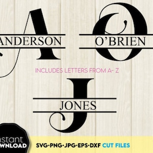 Split Letter Monogram SVG Bundle, Family Name Frame.