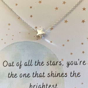 STERKETTING in sterlingzilver, moderne ketting, sierlijke sterhanger, ketting met achtergrondkaart, ketting om te personaliseren, cadeau voor haar