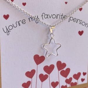 Handgemaakte Sterling zilveren ster ketting met aanpasbare steunkaart: betekenisvol cadeau-idee, hemelse charme, cadeau voor haar