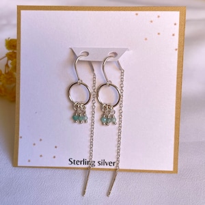 Sterling Silver Threader Earrings: Dangle Chain, Crystal Hoop, Modern U-Shape