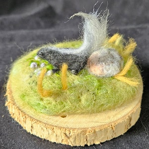 Felted micro skunk