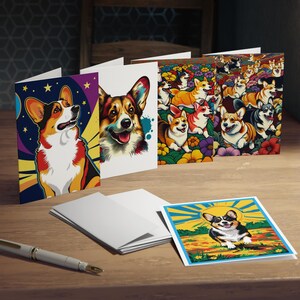 Biglietti d'auguri Pop Art Corgi - Confezione da 5 per ogni occasione