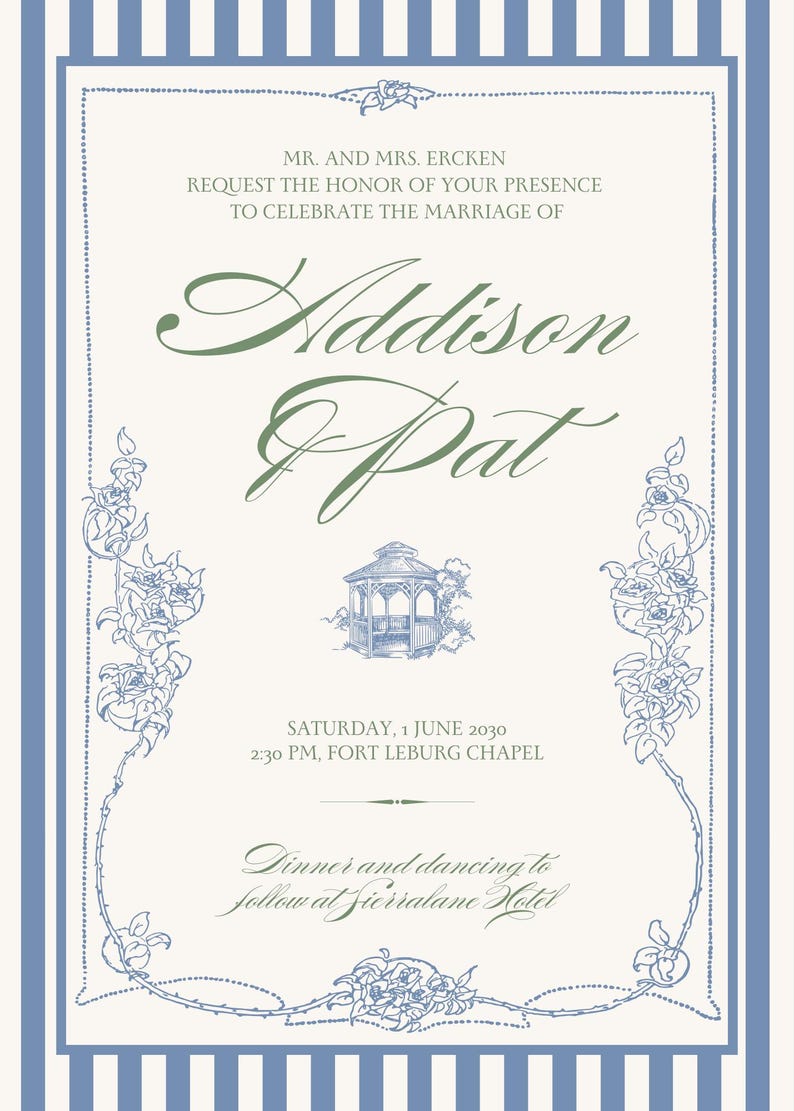 Vintage Wedding Invitation Template | Editable Digital Invite (instant ...