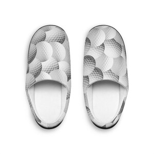 Men&#39;s Indoor Slippers, Golf Slippers, Golf Ball Slippers, Fun Slippers, Golfer Slippers, Golfing Slippers, White Slippers, Men&#39;s Slippers