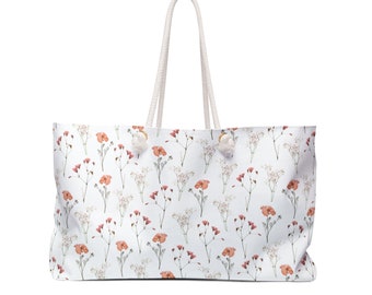 Weekender Bag, Pretty Floral Bag, Oversized Bag, Swim Bag, Flower Weekend Bag, Girly Bag, Mom Bag, Pink Flowers Oversize Bag, Unique Bag