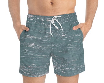 Swim Trunks, Men's Swimsuit, Blue Heather Swim Trunks, Blue Heather, Blue Swim Trunks, Men's Trunks, Heather Trunks, Men, Cool Swim Trunks