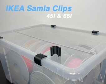Clips suitable for IKEA Samla boxes - 20 pieces for 45 & 65 liter boxes in 10 colors - Organizer clips for Ikea storage containers, storage