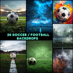Fußball Photoshop Kulisse | Digitaler Hintergrund für Fußballspieler | Social Media Vorlage | Tor Sport Ballspieler Spiel Match