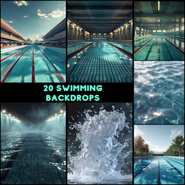 Swimming Photoshop Backdrop | Digital Background for Swimmers | Social Media Template | Olympic Swimming Pool Swimmer | Photoshop Overlay