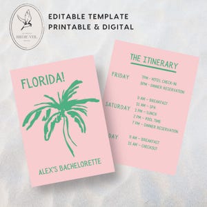 Florida Palm Tree Bachelorette Party Editable Itinerary