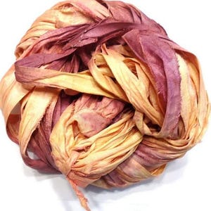 Moonlit Berries Hand Dyed Sari Silk Ribbon - 10 Yards