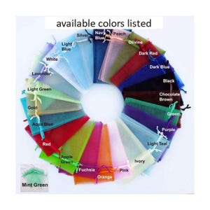 52 Mixed Colors Organza Gift Bags: 4x5&quot; Satin Tie Party Favor Bags