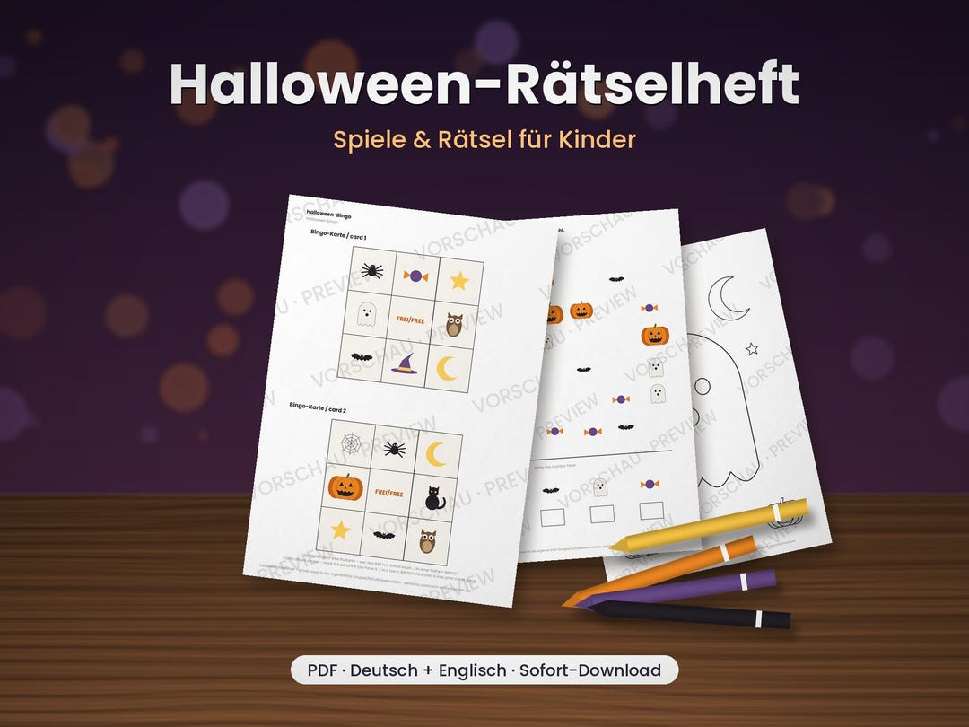 Halloween Activity Book for Kids Printable PDF – Bingo, Mazes, Coloring ...
