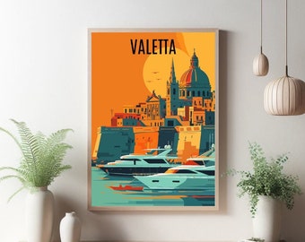 Valetta Malta Travel Poster Valetta Travel Print Malta Summer Poster Wall Art Home Decor Travel Gift