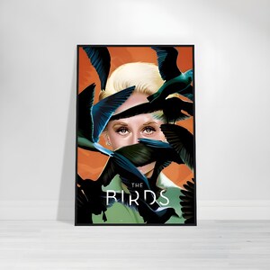 Póster clásico de la película "Los pájaros" (1963), impresión de película de terror vintage, póster de película de Alfred Hitchcock, decoración de película clásica de culto, regalo para fanáticos del terror.