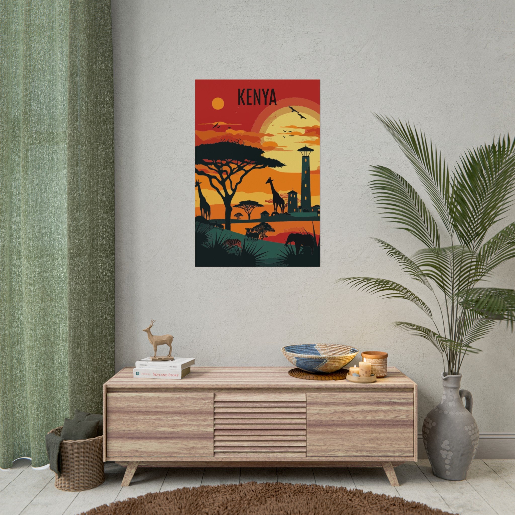 Kenya Africa Travel Poster Kenya Safari Poster Wall Art Kenya Landcape Summer Travel Print Home ...