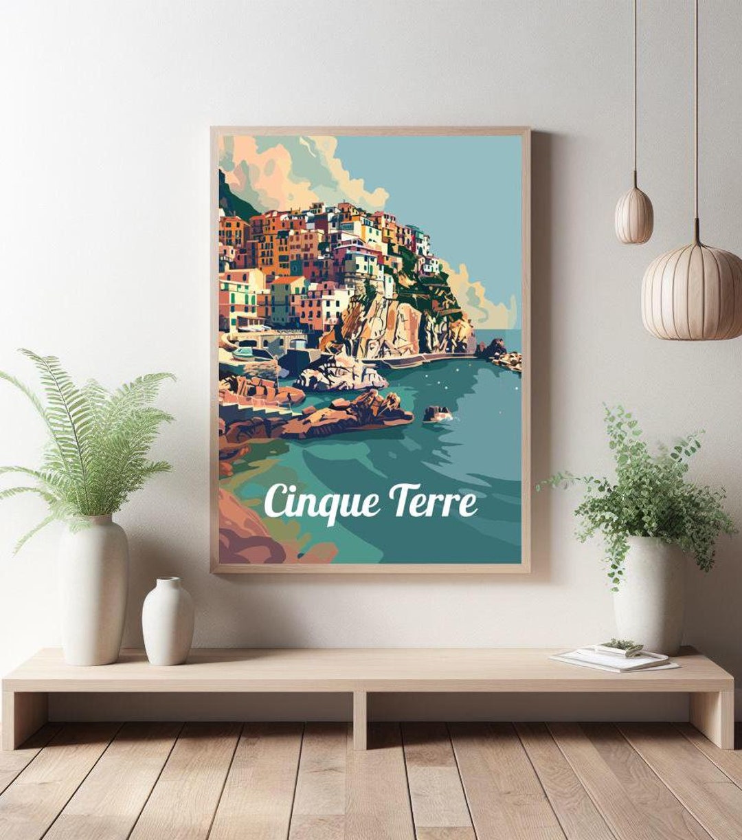 Cinque Terre Italy Vintage Travel Poster Cinque Terre Poster Wall Art ...