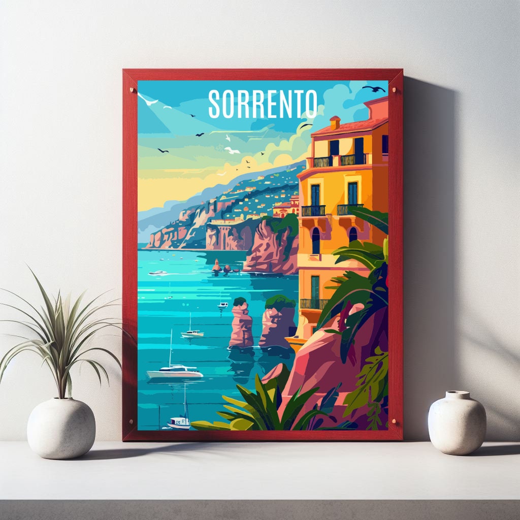Sorrento Italy Travel Poster Sorrento Italian Coast Travel Print Poster Wall Art Home Decor ...