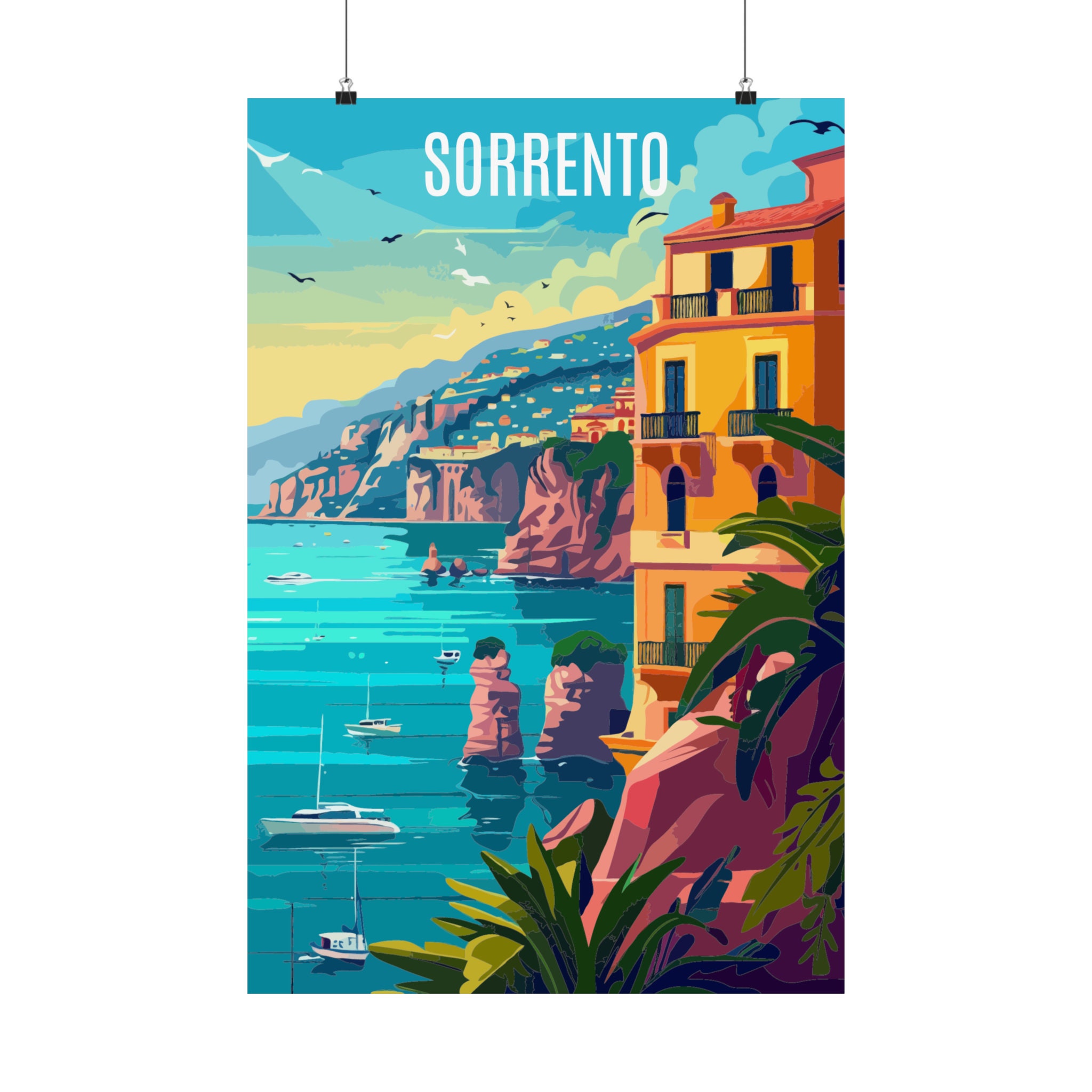 Sorrento Italy Travel Poster Sorrento Italian Coast Travel Print Poster Wall Art Home Decor ...