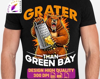 Grater Than Green Bay Bear SVG PNG JPG | Divertente orso arrabbiato che grattugia formaggio grattugia Hater png Cricut Cut File | Design della rivalità calcistica dei Chicago Football