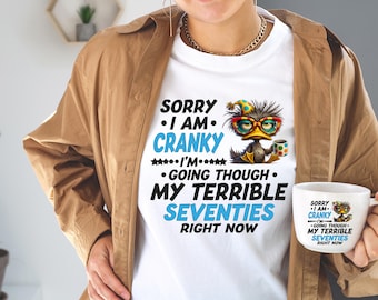 Lo siento, soy un pato gruñón, mis terribles cumpleaños de los setenta ahora mismo, diseño digital, archivo PNG de descarga instantánea.