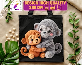 Mono Punch PNG svg jpg, mono amigurumi de ganchillo falso, mono bebé de hilo, diseño de mono viral, mono de peluche listo PNG, descarga digital