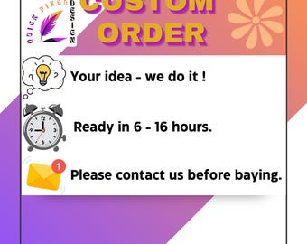 Diseño personalizado • Archivo digital personalizado • PNG, SVG, PDF, PSD, AI, JPG • Entrega rápida: 6-16 horas • Imágenes prediseñadas y diseños personalizados