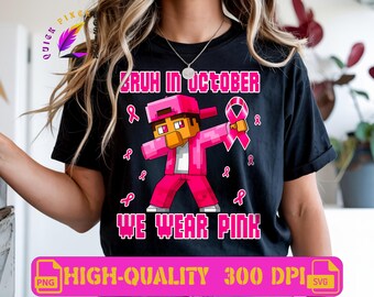 En octubre, vestimos de rosa, PNG | Concientización sobre el cáncer de mama SVG | Chicos geniales visten de rosa | Cinta contra el cáncer PNG 300 dpi, Amantes de los juegos, Pink Out png
