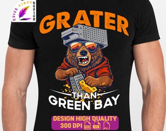 Grater Than Green Bay Bear SVG PNG jpg | Cappello da grattugia arrabbiato dei Chicago Bears PNG Orso che grattugia formaggio File di taglio Cricut | Design del football dei Chicago