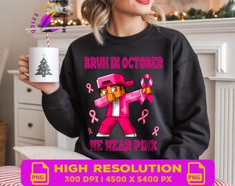 En octubre, vestimos de rosa, PNG | Concientización sobre el cáncer de mama, PNG | Chicos geniales visten de rosa | Cinta contra el cáncer, PNG 300 ppp, Amantes de los juegos, diseño de píxeles