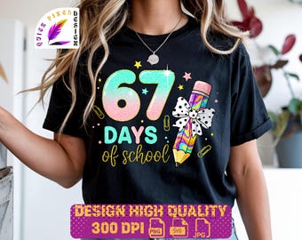 67 días de escuela PNG SVG jpg | Camiseta con el meme "Sobreviví a 67" PNG | Diseño divertido de Gen Alpha, tendencia de graduación Six Seven 2025, 67 estudiantes profesores