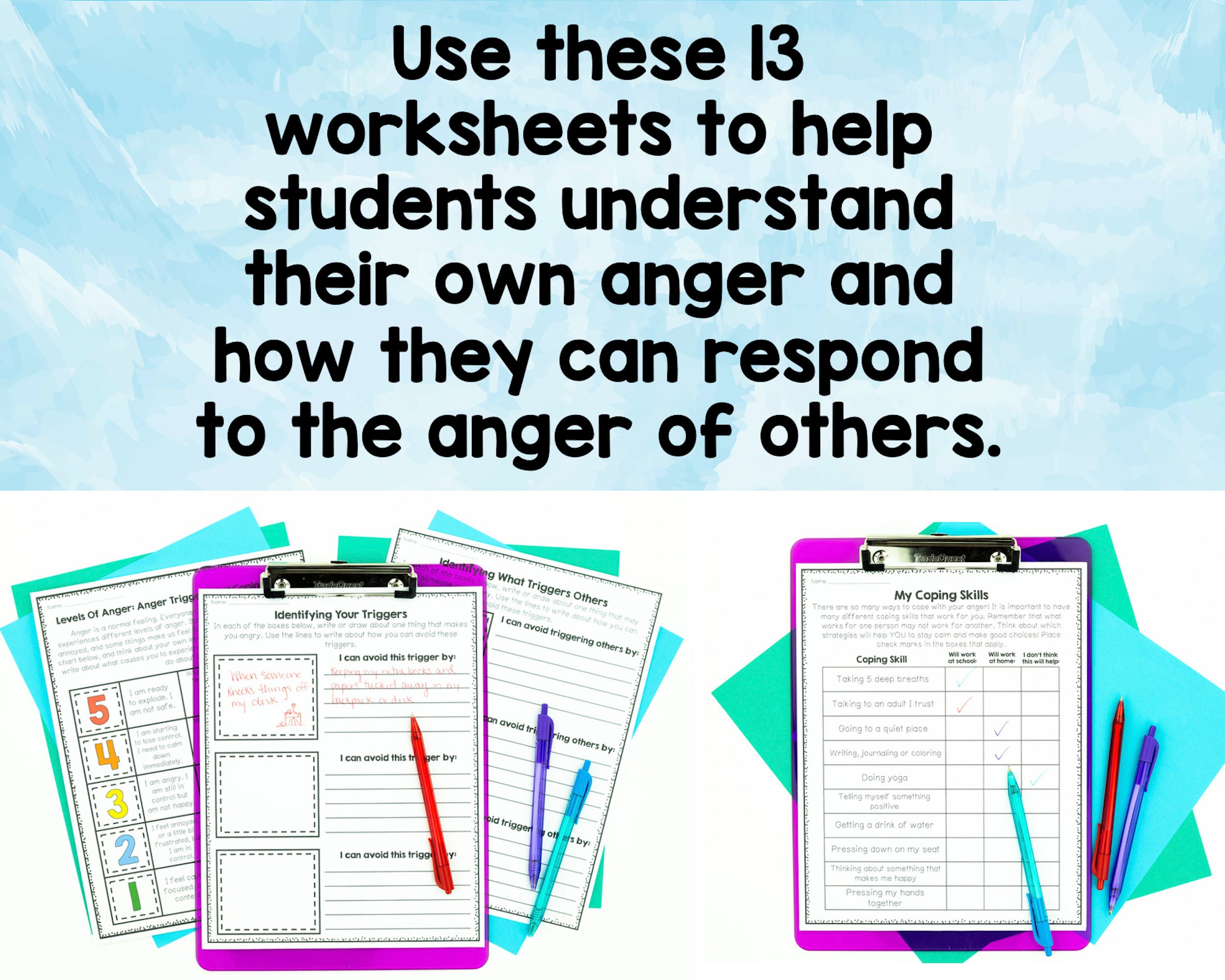 Anger Management Worksheets for Kids - Etsy