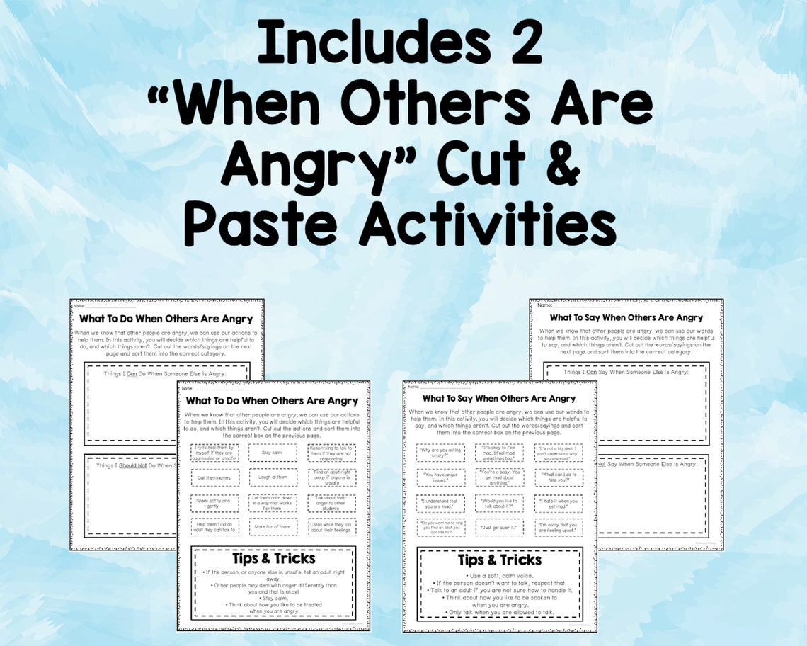 Anger Management Worksheets for Kids - Etsy