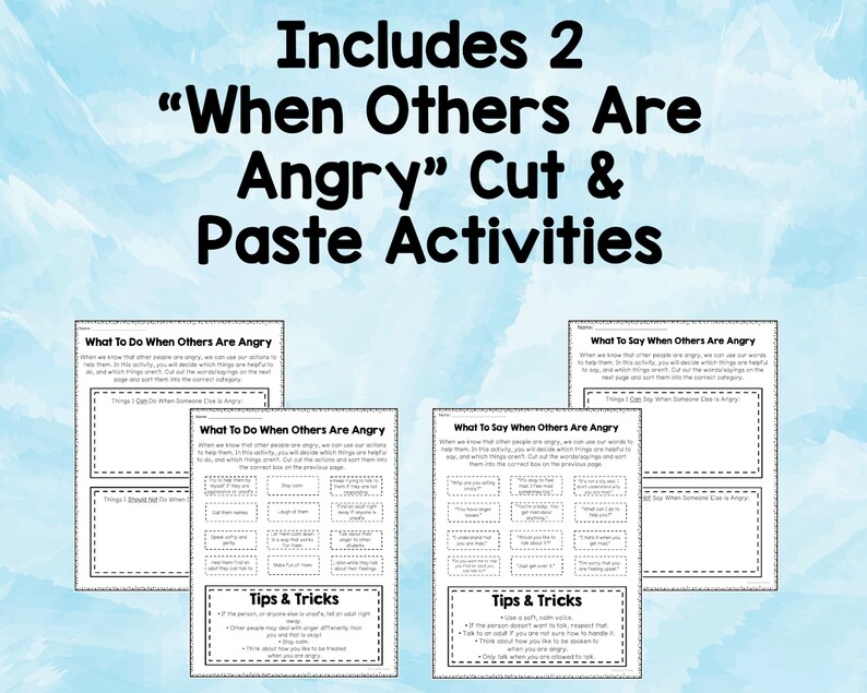 Anger Management Worksheets for Kids - Etsy