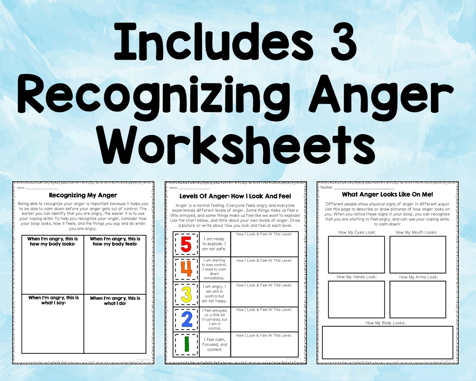 Anger Management Worksheets for Kids - Etsy