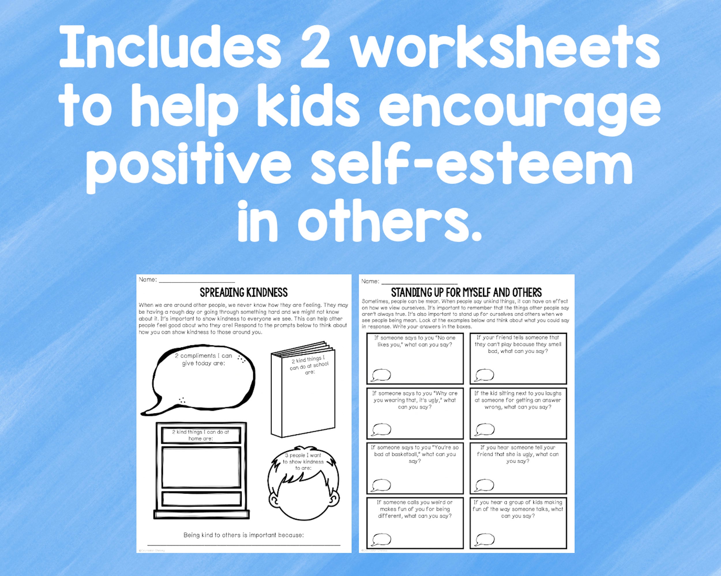 Self-esteem Worksheets for Kids - Etsy