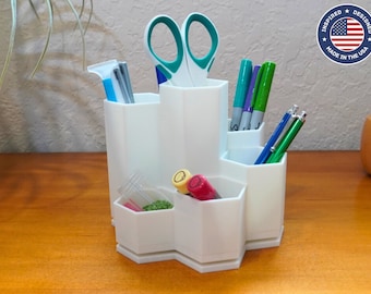 Rotating Desk Pen Holder 7 Tier Hexagon Organizer