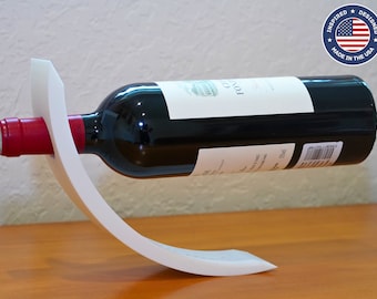 Modern Curved Floating Wine Bottle Holder (Personalized!)