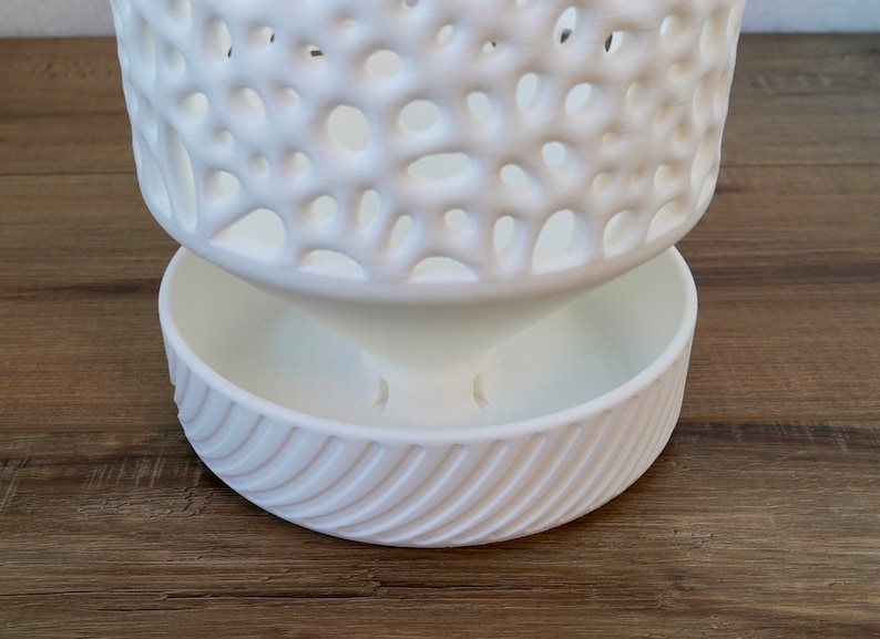 The Cypress - Self-Watering Orchid Pot with Voronoi Pattern, Cylindrical Design, and Bottom Water Reservoir, Modern Plant Pot image 9