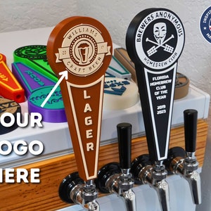 Custom Tap Handle with Logo, Round 9 Inch Bar Handle, Personalized Tap for Home Bar, Kegerator, Cold Brew