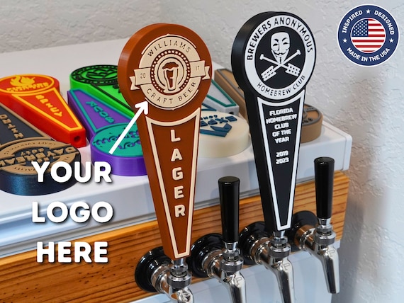 Custom Tap Handle with Logo, Round 9 Inch Bar Handle, Personalized Tap for Home Bar, Kegerator, Cold Brew