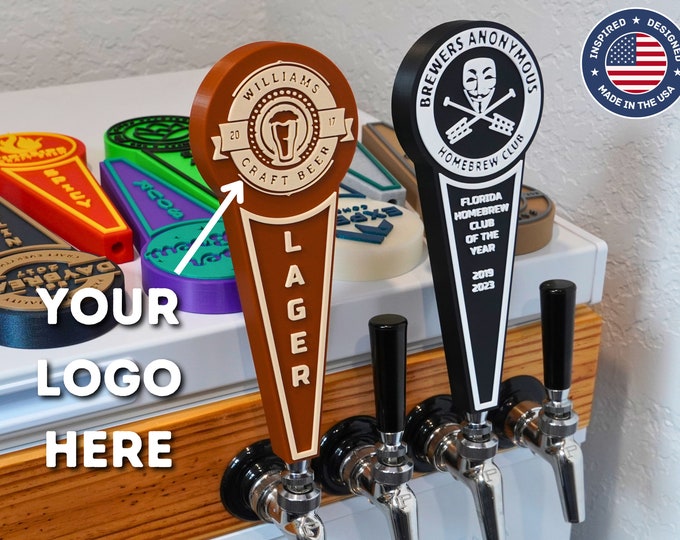 Custom Tap Handle with Logo, Round 9 Inch Bar Handle, Personalized Tap for Home Bar, Kegerator, Cold Brew