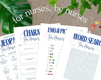 Nursing Medical Printable Games | Nurses Week, Party Games, Nursing School, Icebreakers, Humor